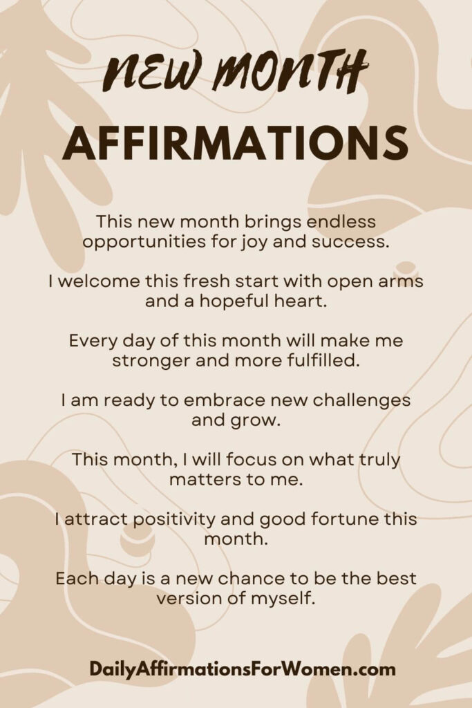 new month affirmations poster