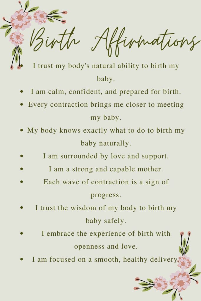 birth affirmations poster